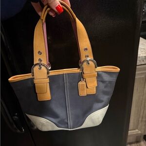 Coach Navy and Cream Tote Bag
